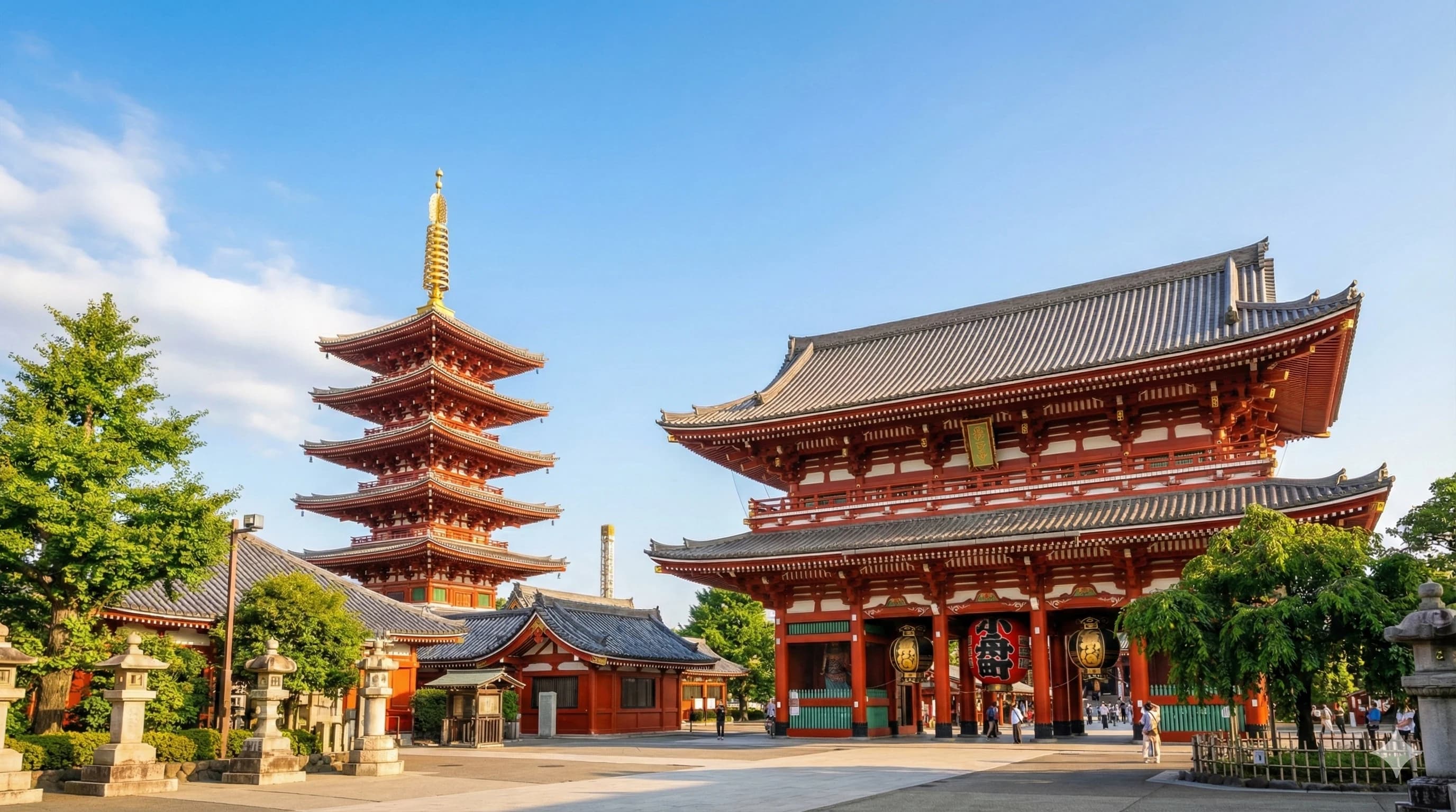 Templo Senso-ji en Asakusa y la isla de Odaiba.